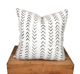Black & White Mudcloth Pillow Cover, Chevron Print, Boho Decor - thumbnail 1