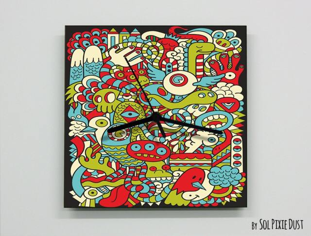 Colorful Cartoon Abstract Seamless Pattern Wall Clock - image 1