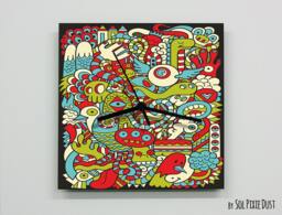Colorful Cartoon Abstract Seamless Pattern Wall Clock