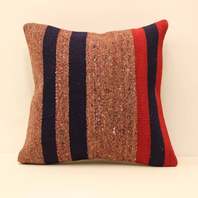 Vintage Turkish Kilim Pillow Cover Ethnic Wool Throw - 18x18 - image 1