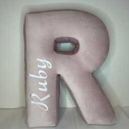 Embroidered Velvet Letter Cushion Handmade Alphabet Pillow, Nursery Decor - thumbnail 3