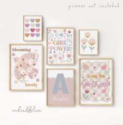 Set Of 6 Girls Personalised Positive Affirmation Gallery Wall Prints, Wildflower Poster Bundle, Girl Nursery Bedroom Decor - thumbnail 1