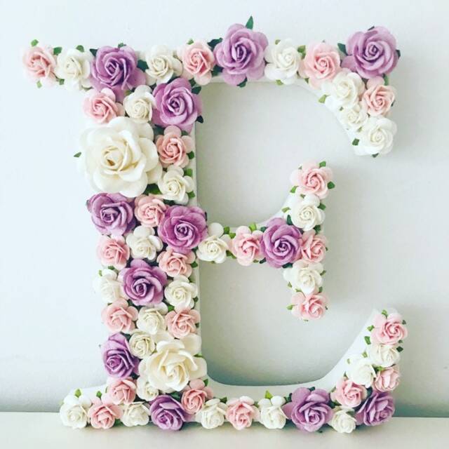 Flower Letter For Girls Nursery Wall New Baby Personalised Gift Flower Room Decor Bedroom Shower - image 1