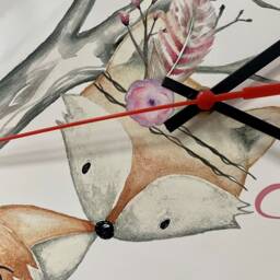 Woodland Fox Wall Clock, Personalised Nursery Decor, Girls Animals, Gift For - thumbnail 2