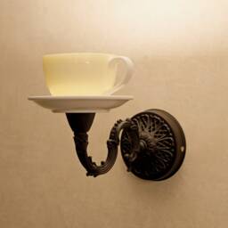Teacup Wall Sconce, Teaparty Lamp, Modern Cafe Lighting, Alice in Wonderland Fixture - thumbnail 3