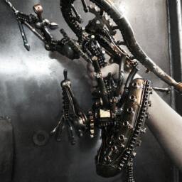 Recycle Metal Climbing Monster - Medium Item/Sustainable Sculpture Art - thumbnail 3