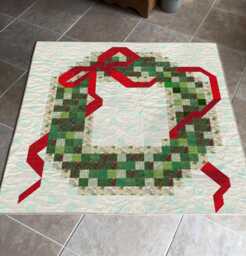 "Festive Wreath Quilt Pattern - Christmas Holiday Throw - 52""x52" - thumbnail 1