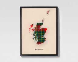 Clan Burnett Scottish Tartan Map - Of Scotland Family Wall Decor, Ready To Hang - thumbnail 1