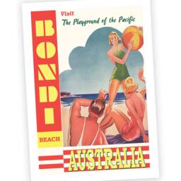 Travel Poster Bondi Beach Australia Print A3 A4 Framed Or Unframed Decorative Wall Art Tropical Decor - thumbnail 2