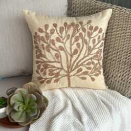 "Beaded Nature & Floral Pattern Art Silk Pillow Sham, 24""x24""/26""x26" - thumbnail 2