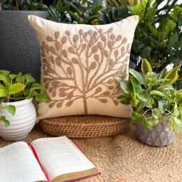"Beaded Nature & Floral Pattern Art Silk Pillow Sham, 24""x24""/26""x26" - thumbnail 3