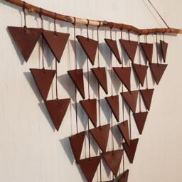 Leather Wall Hanging, Abstract Modern Art, Sign Hanging Decor, Pendant, Coffee Shop Decor - thumbnail 2