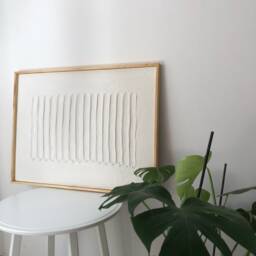Framed Plaster Wall Art, Handmade Textured Minimal Artwork, Abstract Sculptural Hanging, Art - thumbnail 2