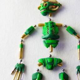 Green Robot 01 Gilded Movable Stop Motion Creature - thumbnail 3