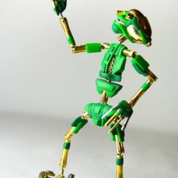 Green Robot 01 Gilded Movable Stop Motion Creature - thumbnail 4