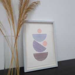 Mid-Century Modern Embroidery Art, Geometric Wall Decor - thumbnail 2