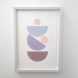 Mid-Century Modern Embroidery Art, Geometric Wall Decor - thumbnail 3
