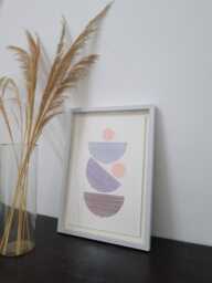 Mid-Century Modern Embroidery Art, Geometric Wall Decor - thumbnail 1