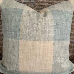 Designer Pillow Cover Lumbar - Plaid Large Gingham Indigo - thumbnail 4