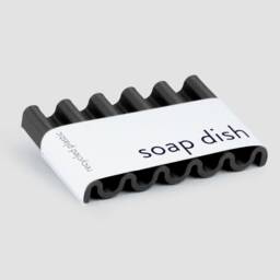 Black Soap Dish, Wave Plastic Tray, 3D Printed Recycled Plastic, Sustainable Holder, Upcycled Bethoroom Decor, Charcoal - thumbnail 3