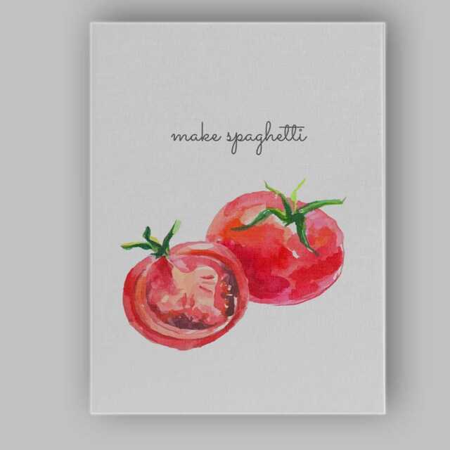 Watercolour Make Spaghetti Tomato Kitchen Quote Canvas Wall Art Print Decor Picture Ready To Hang - image 1