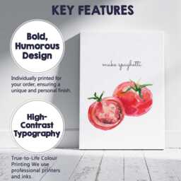 Watercolour Make Spaghetti Tomato Kitchen Quote Canvas Wall Art Print Decor Picture Ready To Hang - thumbnail 2