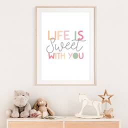 Set Of 2 Cupcake Wall Art, Girls Nursery Print, Life Is Sweet Kitchen Bedroom, Kids Pastel Prints - thumbnail 2