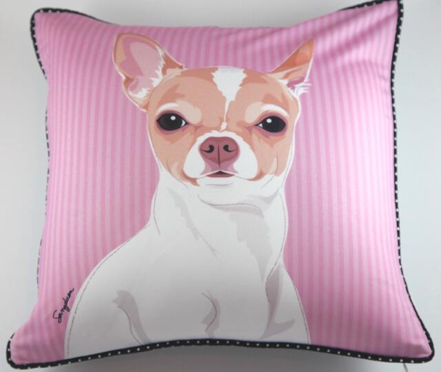 Chihuahua - White/Brown Pillow - image 1