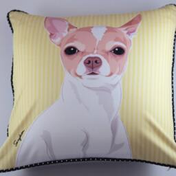 Chihuahua - White/Brown Pillow - thumbnail 3