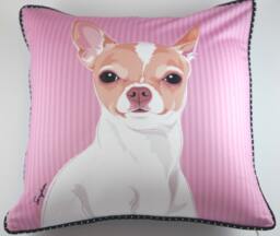 Chihuahua - White/Brown Pillow - thumbnail 1