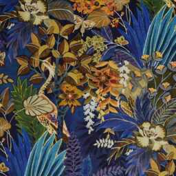 Midnight Floral Velvet Cushion Luxury Navy Blue Scatter Cushion - thumbnail 3