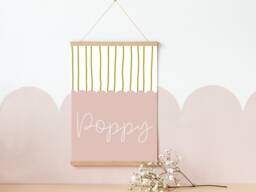 Personalised Girls Stripe & Scallop Name Sign For Room, Nursery Or Playroom - Print Only - thumbnail 1