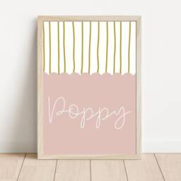 Personalised Girls Stripe & Scallop Name Sign For Room, Nursery Or Playroom - Print Only - thumbnail 2