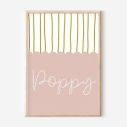 Personalised Girls Stripe & Scallop Name Sign For Room, Nursery Or Playroom - Print Only - thumbnail 3