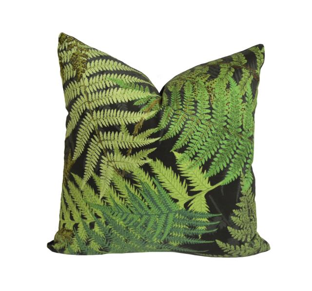 Schumacher - Fernarium Green & Black Imaginative Fern Fronds Designer Cushion Cover Handmade Throw Pillow Luxury Home Decor - image 1