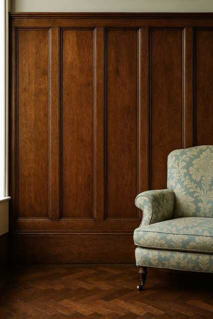 Hardwood Solid Wall Period Panelling With Antique Wax Finish - Look Arts & Crafts Handmade - image 1