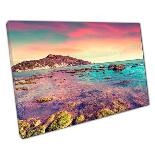 Mediterranean Sunset Canvas Print Giallonardo Beach Sicily Landscape Wall Art For Home & Office Decor - image 1