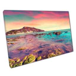 Mediterranean Sunset Canvas Print Giallonardo Beach Sicily Landscape Wall Art For Home & Office Decor - thumbnail 1