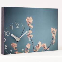 Wall Clock With Cherry Blossoms Against A Blue Sky, Minimalist Handmade Graphic Design Wall Clock, Modern Decor - thumbnail 2