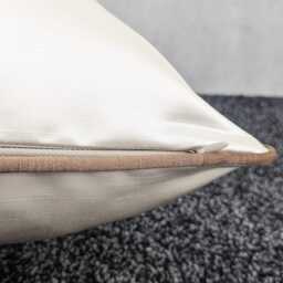 Classy Ivory Piped Cushion Cover With Textured Copper Bronze Piping, Luxury Home Decor Accent Perfect Pillow Cover For Sofa Or Bed Polyester - thumbnail 3