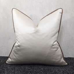 Classy Ivory Piped Cushion Cover With Textured Copper Bronze Piping, Luxury Home Decor Accent Perfect Pillow Cover For Sofa Or Bed Polyester - thumbnail 4