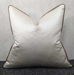 Classy Ivory Piped Cushion Cover With Textured Copper Bronze Piping, Luxury Home Decor Accent Perfect Pillow Cover For Sofa Or Bed Polyester
