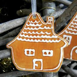 Christmas Ornament Set Of 2 House Xmas Ornaments Home Pottery Traditional Christmas Gingerbread Houses Holiday Decor Gift - thumbnail 4
