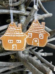 Christmas Ornament Set Of 2 House Xmas Ornaments Home Pottery Traditional Christmas Gingerbread Houses Holiday Decor Gift