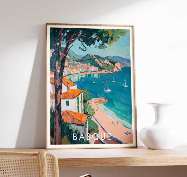 Basque Country Coastal Art Print Northern Spain Travel Poster - image 1