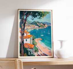 Basque Country Coastal Art Print Northern Spain Travel Poster - thumbnail 1