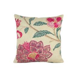 Zoffany - Kalamkari Indigo/Red Romantically Flamboyant Floral Cushion Cover Handmade Throw Pillow Designer Home Decor - thumbnail 3