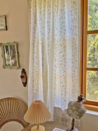 Finley Cotton Sheer Curtain, Printed Floral Custom Curtain Panel, Drape, Livingroom Extra Long 1Pc - thumbnail 1