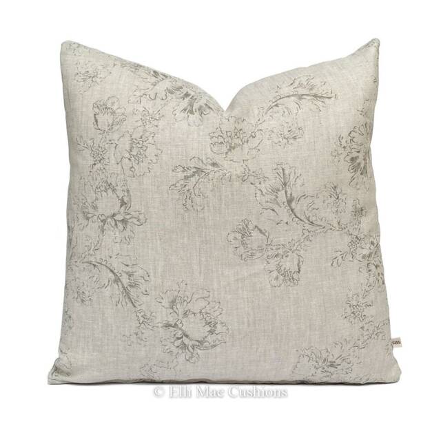 Cabbages & Roses Natural Meggernie Black Designer Linen Cushion Pillow Cover - image 1