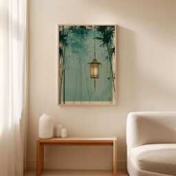 Japanese Lantern Poster, Bamboo Wall Art, Zen Print - thumbnail 3